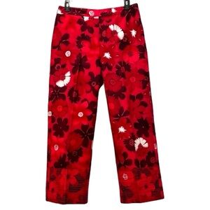NWOT Willi Smith Stretch Size 10 Shades of Burgundy & Black Floral Ankle Pants